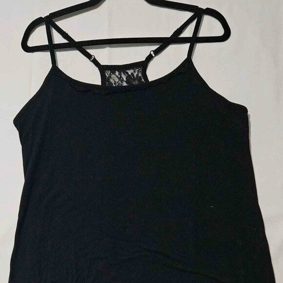 Faded Glory Black Strappy Tank Top with Lace Back Detail - Picture 1 of 4
